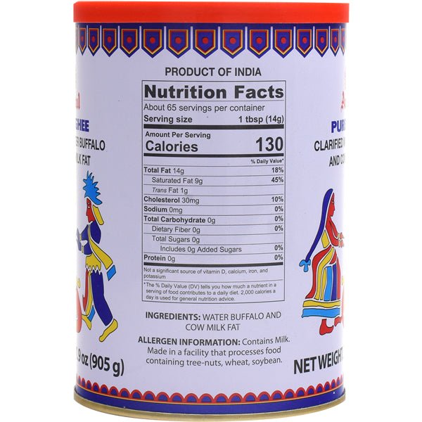 Amul Pure Ghee | Clarified Water Buffalo and Cow Milk Fat - 31.9 oz - Sadaf.com