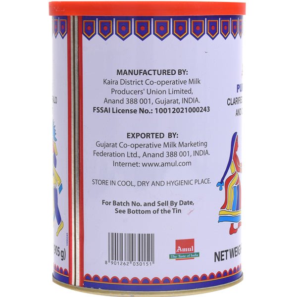 Amul Pure Ghee | Clarified Water Buffalo and Cow Milk Fat - 31.9 oz - Sadaf.com
