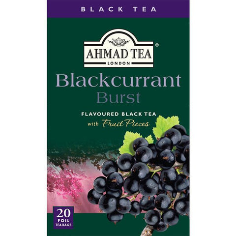 Ahmad Blackcurrant Burst Black Tea | 20 Foil Tea Bags - soofercoinc
