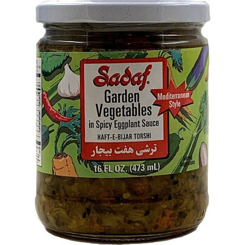 Sadaf Pickled Garden Vegetables with Eggplant | Haft - e - Bijar Torshi - 16 fl. oz. - soofercoinc