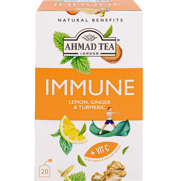 Ahmad Immune - 20 Foil Tea Bags - Lemon, Ginger & Turmeric + VIT C - Sadaf.comAhmad43-8000