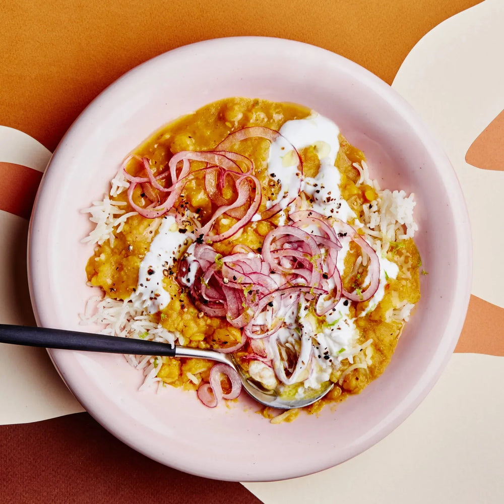 Spiced Dal With Fluffy Rice and Salted Yogurt - Sadaf.com