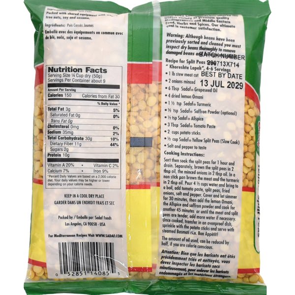 Yellow Split Peas | Slow Cook - 16 oz. - Sadaf.com
