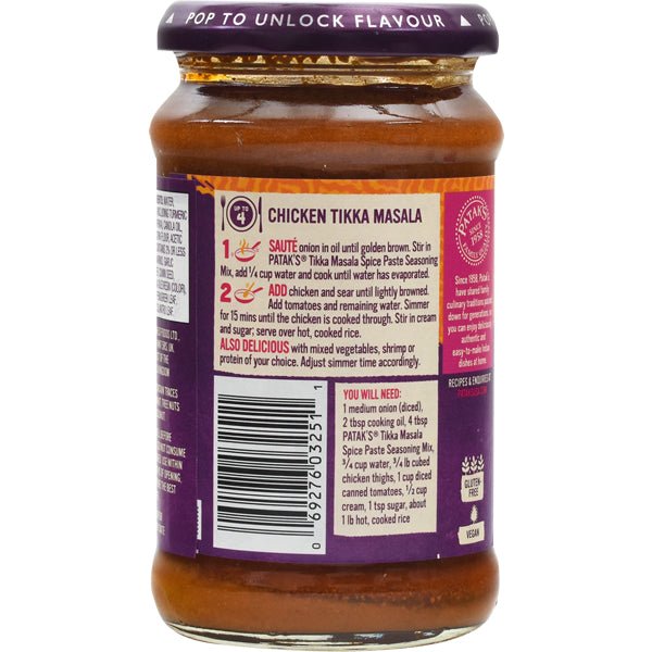 Patak's Tikka Masala Spice Paste | Medium - 10 oz. - Sadaf.com