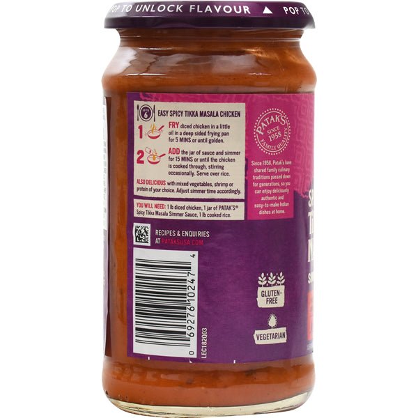 Patak's Tikka Masala Spicy Curry Simmer Sauce | Spicy - 15 oz. - Sadaf.com
