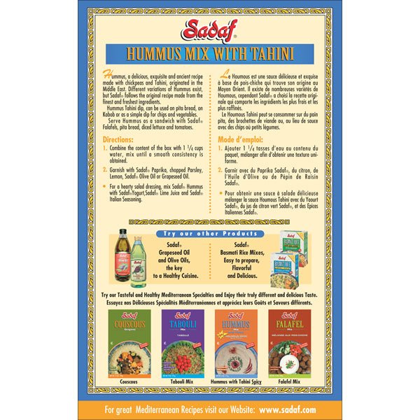 Sadaf Hummus Mix with Tahini - 6 oz. - Sadaf.com
