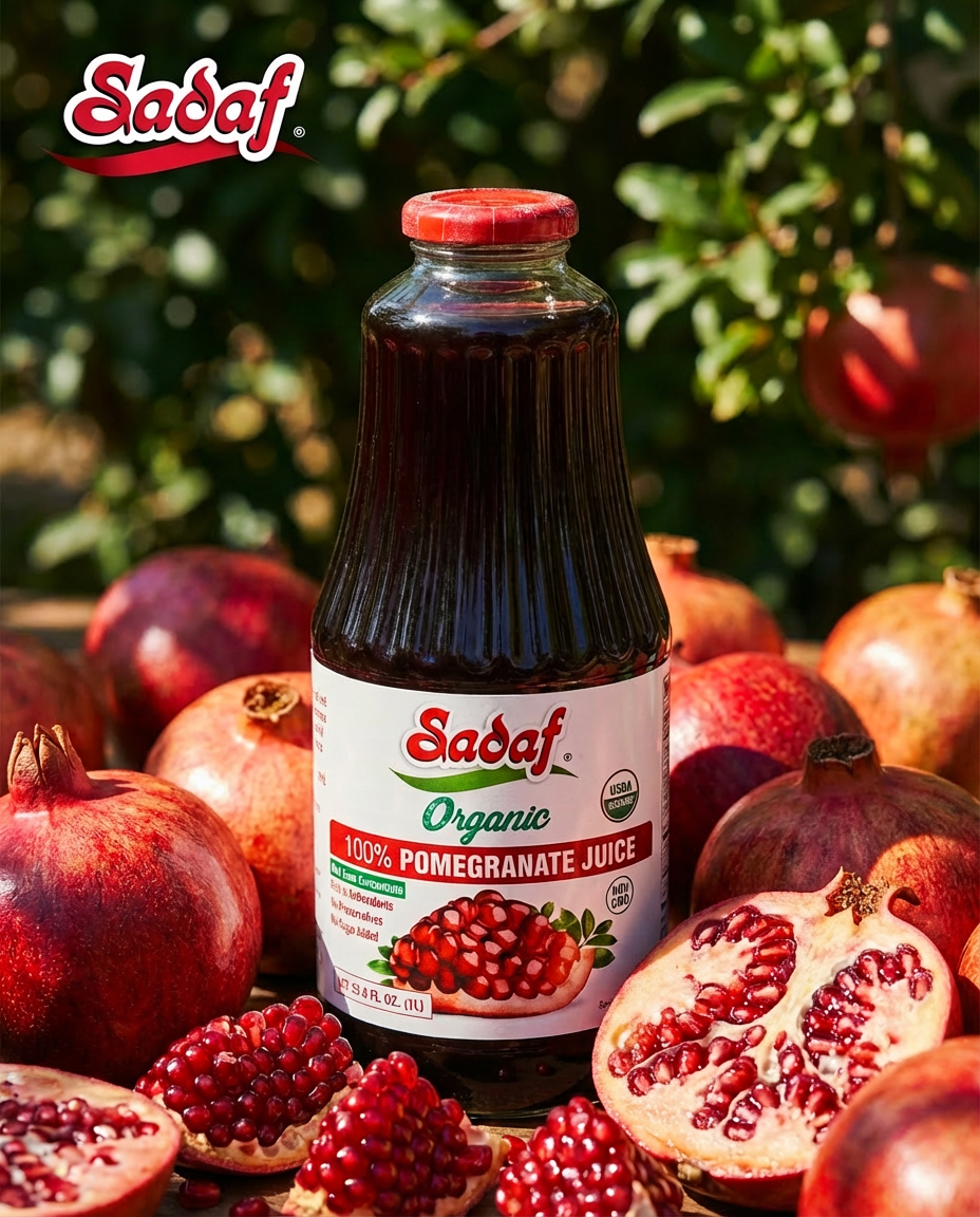 Sadaf Organic 100% Pomegranate Juice | Not from Concentrate - 33.8 oz - Sadaf.com