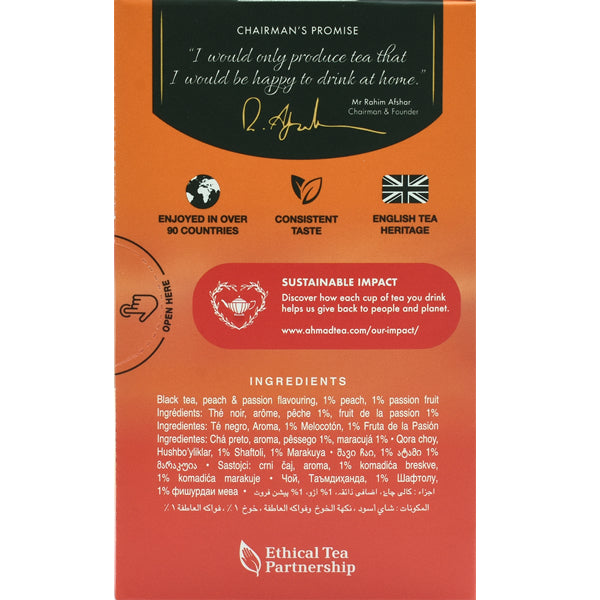 Ahmad Peach & Passion Fruit Black Tea with Fruit Pieces | 20 Tea Bags - 1.4 oz.