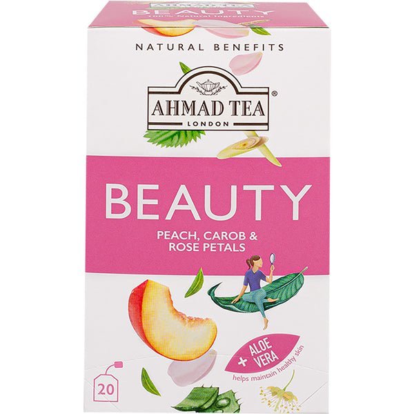 Ahmad Beauty Herbal Tea - Peach, Carob & Rose Petals with Aloe Vera