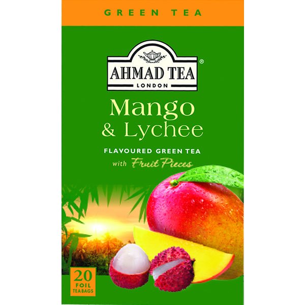 Ahmad Mango & Lychee Flavoured Green Tea 20 Foil Tea Bags - Sadaf.comAhmad44-7999