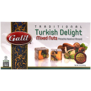 Galil Lokum Traditional Turkish Delight Mixed Nuts - Pistachio, Hazelnut, Almond 16 oz. - Sadaf.comGalil27-4991