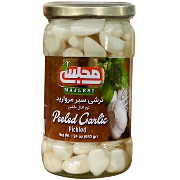 Majlesi Peeled Garlic | Torshi Garlic Peeled 24 oz - Sadaf.comMajlesi18-2988