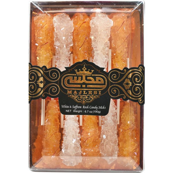 Majlesi White & Saffron Rock Candy Sticks 6.7 oz - Sadaf.comMajlesi16-2241