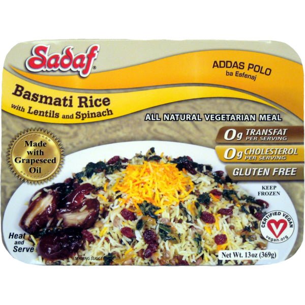 Sadaf Adas Polo | Basmati Rice with Lentils & Spinach | Frozen 15 oz. - Sadaf.comSadaf31-6600