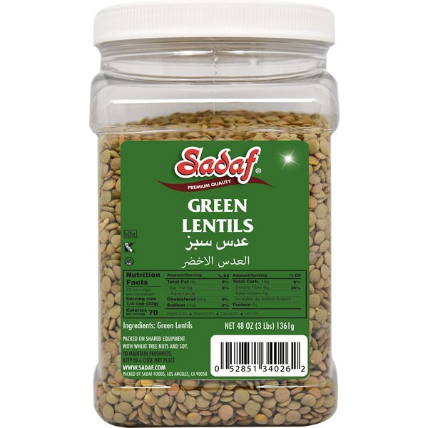 Sadaf Green Lentils | in Jar - 3 lbs - Sadaf.comSadaf21-4026-J