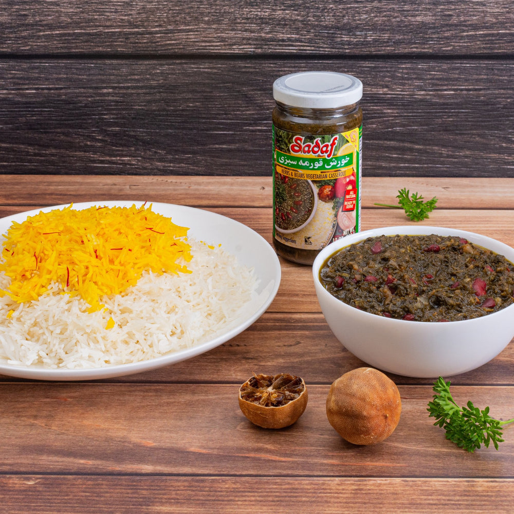 Sadaf Khoresh Ghormeh Sabzi (Herb & Bean Vegetarian Stew) | Jar - 32 oz - Sadaf.comSadaf30-5092