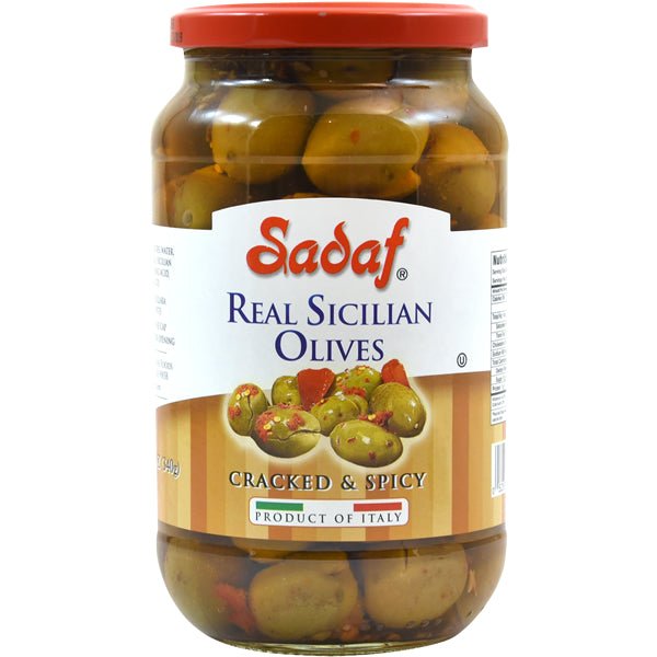Sadaf Real Sicilian Olives - Cracked & Spicy 12 oz. - Sadaf.comSadaf18-3260